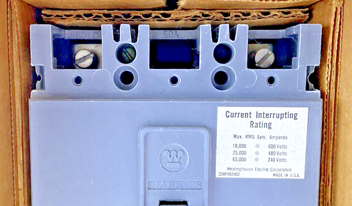 WESTINGHOUSE HFB2050VL CIRCUIT BREAKER 50A 2POLE 600VAC 250VDC