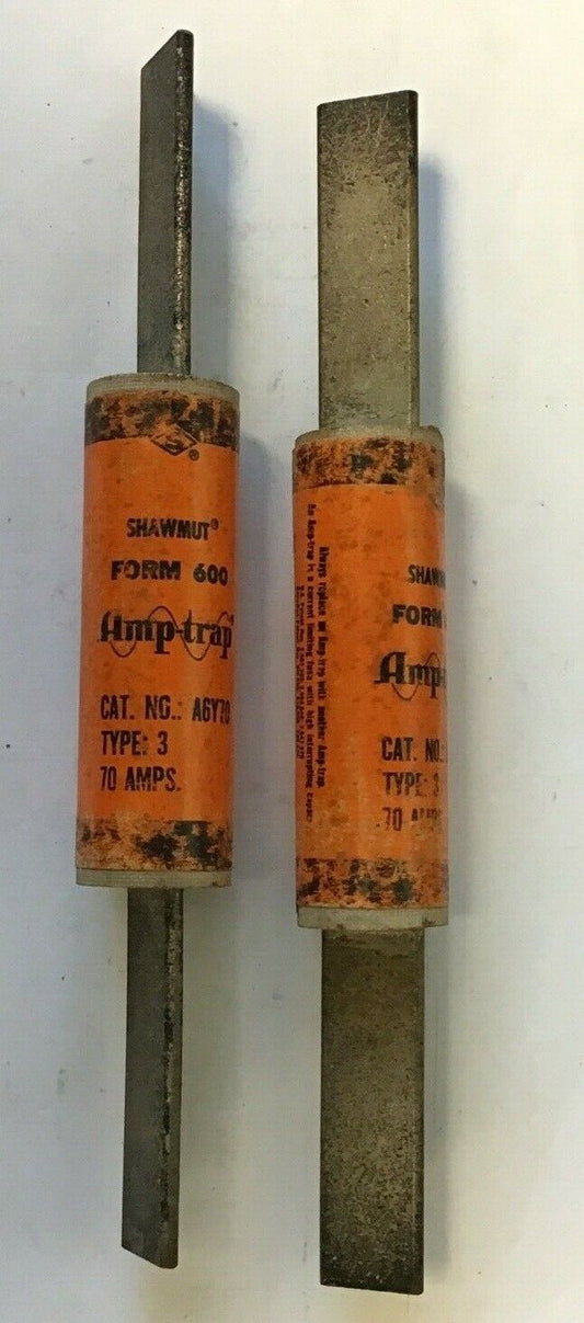 SHAWMUT A6Y70 AMP-TRAP FUSE TYPE 3 70A 600VAC-DC***LOTOF2***