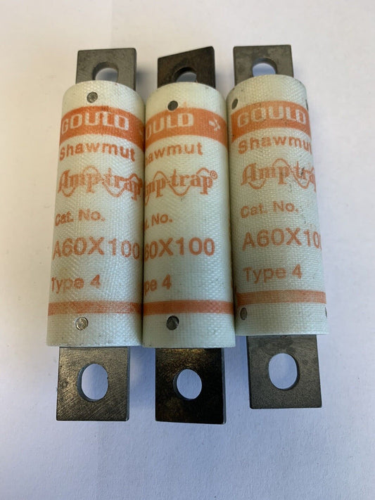 Gould Shawmut Amp-trap A60X100 Type 4 100A 600V Fuse "Lot of 3"