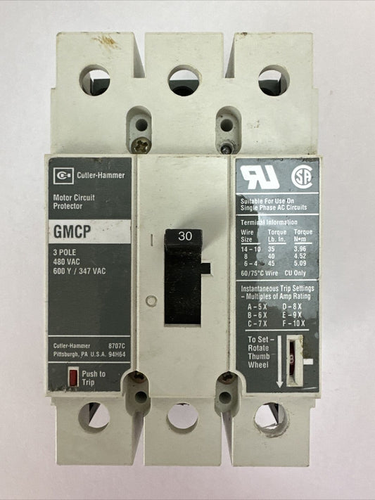 WESTINGHOUSE GMCP030H1C GMCP CIRCUIT BREAKER 30AMP 480VAC 600Y/347VAC 3POLE