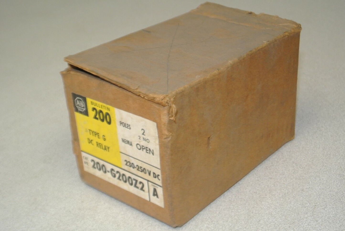 ALLEN-BRADLEY 200-G200Z2 / TYPE G DC RELAY / 230-250VDC / NEW SURPLUS