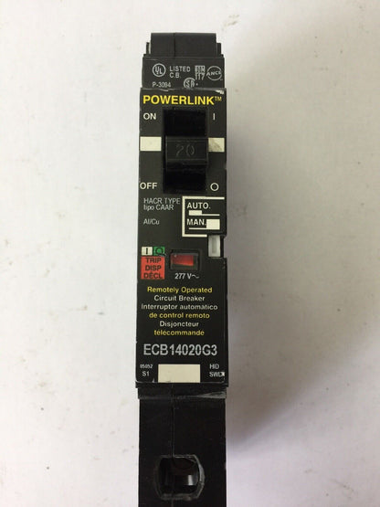 SQUARE D ECB14020G3 CIRCUIT BREAKER POWERLINK 277VAC 20AMP 1 POLE