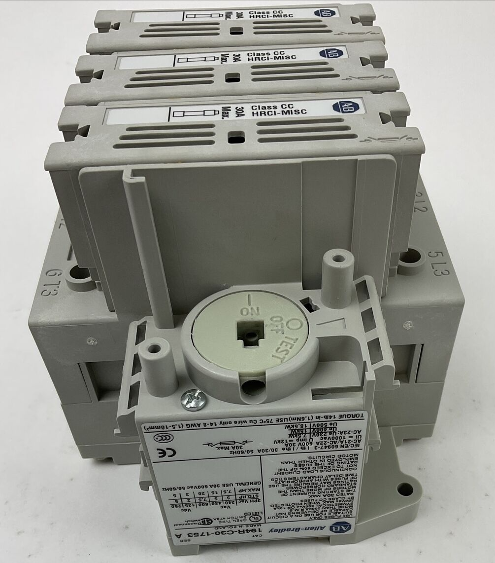 ALLEN BRADLEY 194R-C30-1753 SWITCH-DISCONNECTOR 30A SER.A 600VAC 20HP