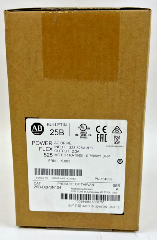ALLEN BRADLEY 25B-D2P3N104 POWER FLEX  AC DRIVE FRN 5.001 SER A OUTPUT 2.3A 1HP