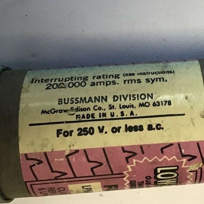 BUSSMANN LPN-RK 175 DUAL ELEMENT LOW PEAK TIME DELAY FUSE 175A 250VAC **LOTOF2**