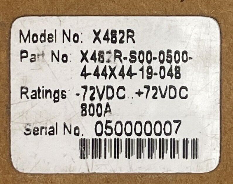 ETA X482R-S00-0500-4-44X44-19-048 COMPACT POWER DISTRIBUTION -72VDC..+72VDC 800A