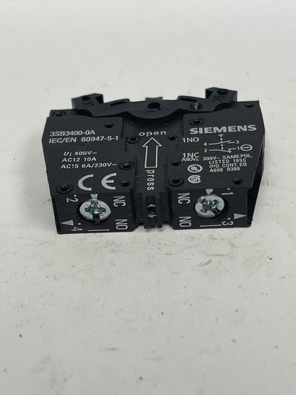 SIEMENS - 3SB3400-0A - CONTACT BLOCK - 10 AMP, 400VAC