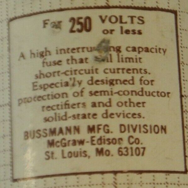 BUSS / BUSSMANN KAB80 RECTIFIER / SEMICONDUCTOR FUSE / 80A / 250V