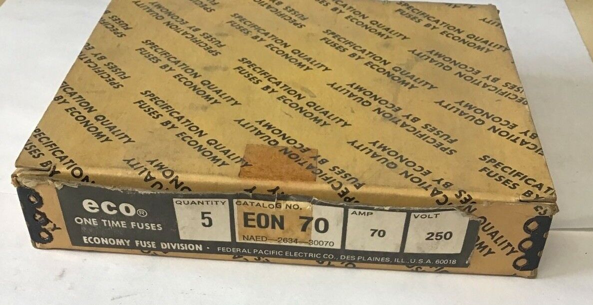 ECONOMY EON 70 ONE TIME ECO FUSES 250V 70A ***LOTOF5***