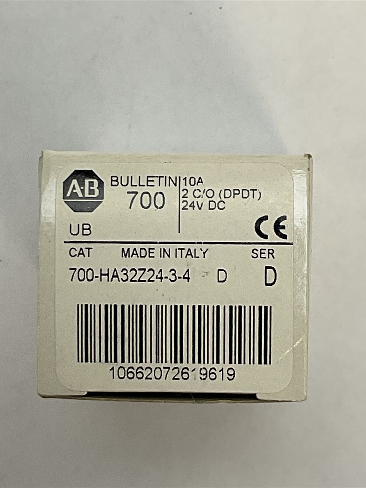 ALLEN BRADLEY 700-HA32Z24-3-4 SER D RELAY 10A 2 C/O (DPDT) 24VDC