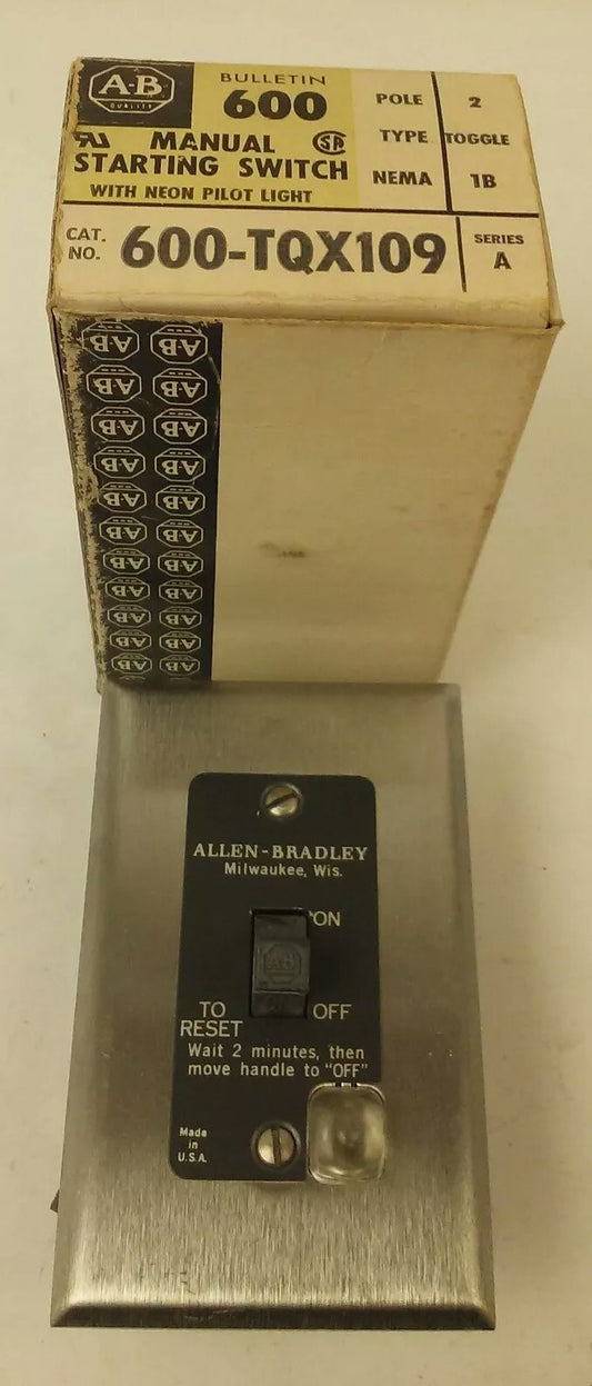 ALLEN BRADELY 600-TQX109 SER.A, MANUAL STARTER SWITCH 2P, TYPE TOGGLE, NEMA 1B
