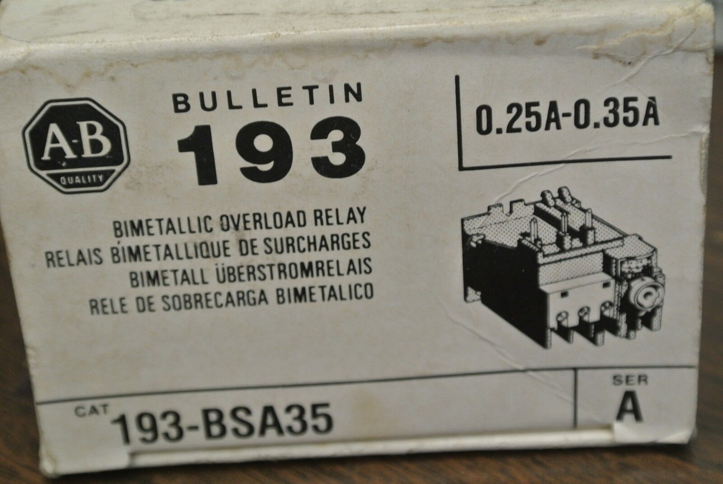 ALLEN-BRADLEY 193-BSA35 BI-METALLIC OVERLOAD RELAY 0.25A-0.35A / NEW SURPLUS