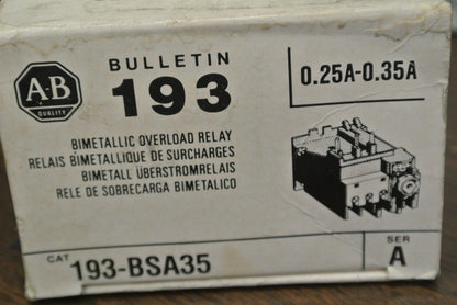 ALLEN-BRADLEY 193-BSA35 BI-METALLIC OVERLOAD RELAY 0.25A-0.35A / NEW SURPLUS