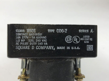Square D Class 8501 Type CDO-2 SER A Control Relay, COIL 24VDC, DPST 2 N.O.