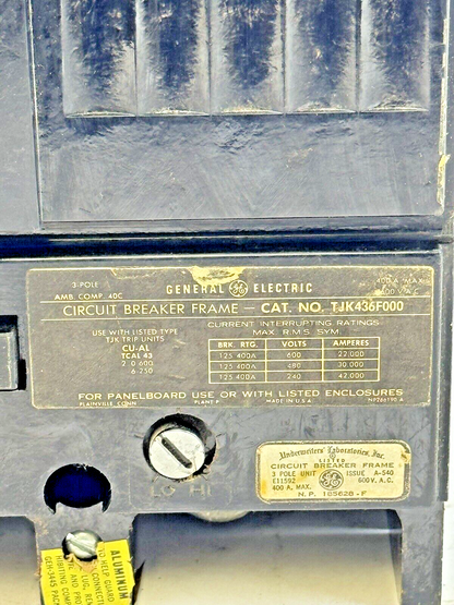 GE - TJK436F000 - CIRCUIT BREAKER W/ 300A TRIP - 3 POLE/ 600 VAC/ 300 A