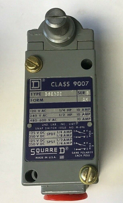 SQUARE D CLASS 9007 B62NC2 SER.B LIMIT SWITCH