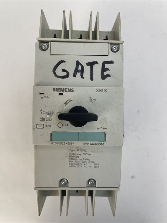 SIEMENS 3RV1742-5BD10 CIRCUIT BREAKER 600VAC 600Y/347VAC 20kA 480Y/277VAC 65kA