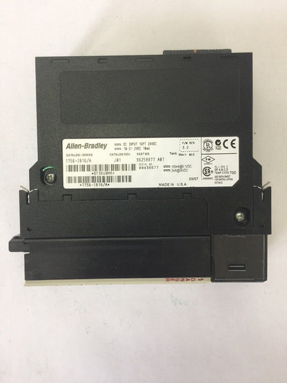 ALLEN BRADLEY 1756-IB16 DC INPUT 16PT 24VDC 10-31.2 VDC 10mA SER A F/W REV. 3.2