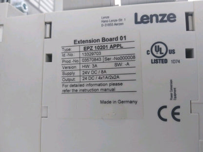 WEISS EF1503A ROTARY CONTROL SYSTEM W/ LENZE EPZ10201 APPL W/ D-31855 E82V152 4C