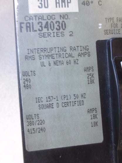 SQUARE D FAL34030 MOLDED CASE CIRCUIT BREAKER - 30A, 240VAC