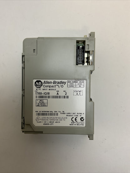 ALLEN BRADLEY 1769-IQ16 SER A REV 2 F/W REV 3.1 COMPACT I/O 16PT INPUT MODULE