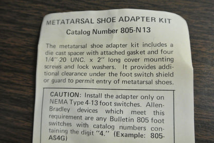 ALLEN-BRADLEY 805-N13 METATARSAL SHOE ADAPTER KIT - NEW SURPLUS