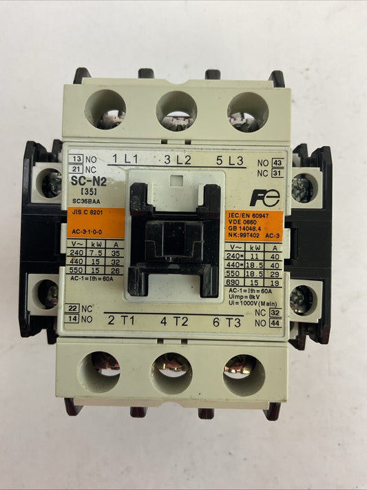 FUJI SC-N2 SC35BAA CONTACTOR 3NC1 600VAC 3PH 30HP 60A COIL 220-240V 60HZ