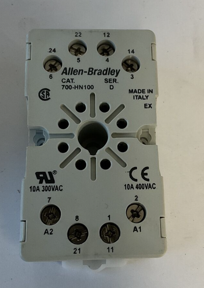 ALLEN BRADLEY 700-HA32A1-3-4 RELAY SER.D 10A W/700-HN100 SOCKET SER.D 10A 300VAC