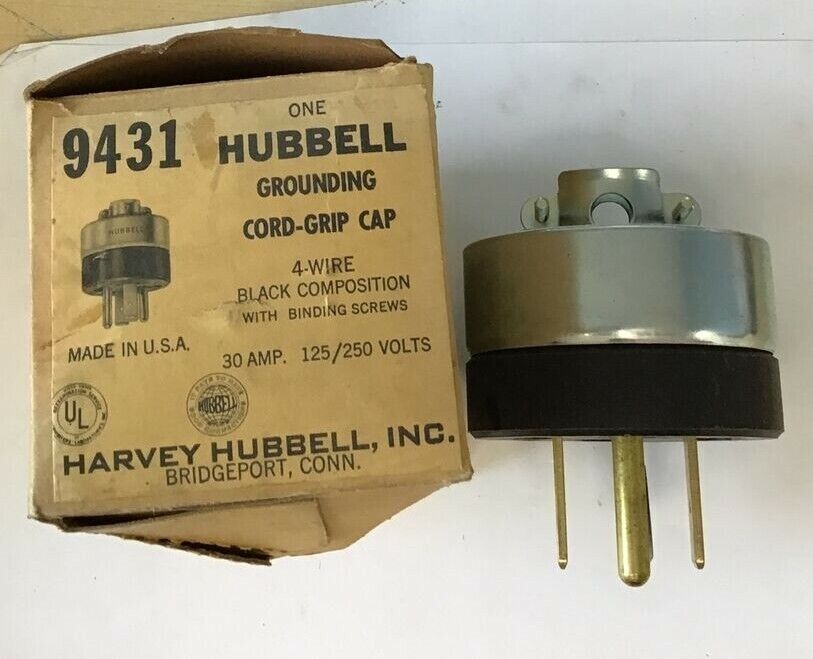 HUBBELL 9431 GROUNDING CORD GRIP CAP PLUG 30AMP 125/250V