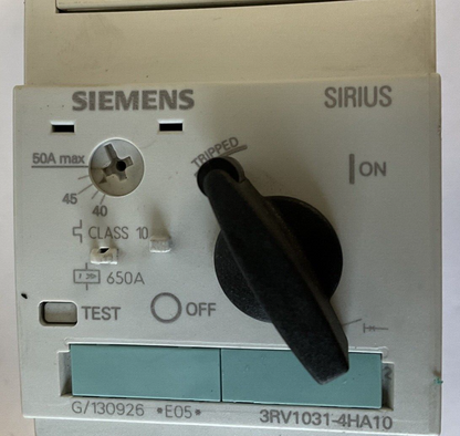 SIEMENS 3RV1031-4HA10 MOTOR STARTER 50/60HZ 600V 40-45A 6KV