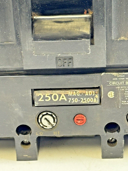 GE - TJK436F000 - CIRCUIT BREAKER W/ 250A TRIP & AUX SWITCH - 3 POLE/600VAC/400A