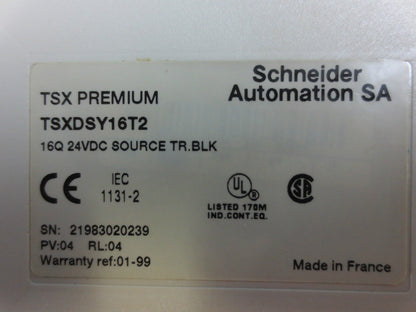 SCHNEIDER AUTOMATION TSXDSY16T2 - 16Q 24VDC SOURCE TR. BLK w/ TSXBLY01 TERM. BLK