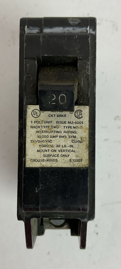 CROUSE-HINDS / MURRAY / ARROW HART MP120 CIRCUIT BREAKER 20AMP 1POLE 120/240VAC