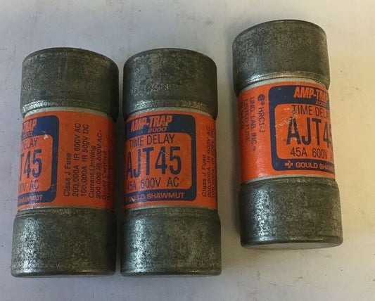 GOULD SHAWMUT AJT45 AMP TRAP 2000 FUSE CLASS J 600VAC 500VDC ***LOTOF3***