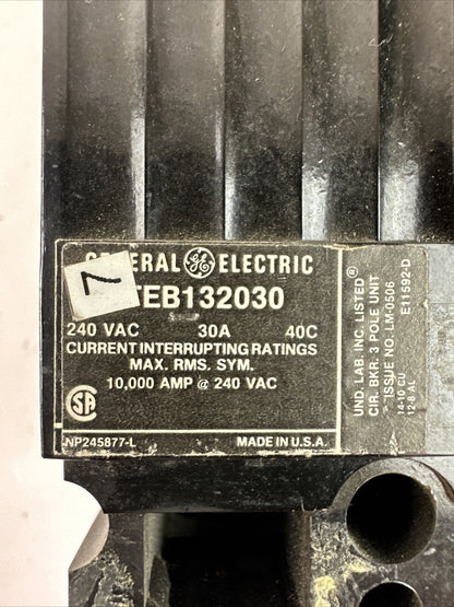 GE TEB132030 CIRCUIT BREAKER 240VAC 30A 3POLE