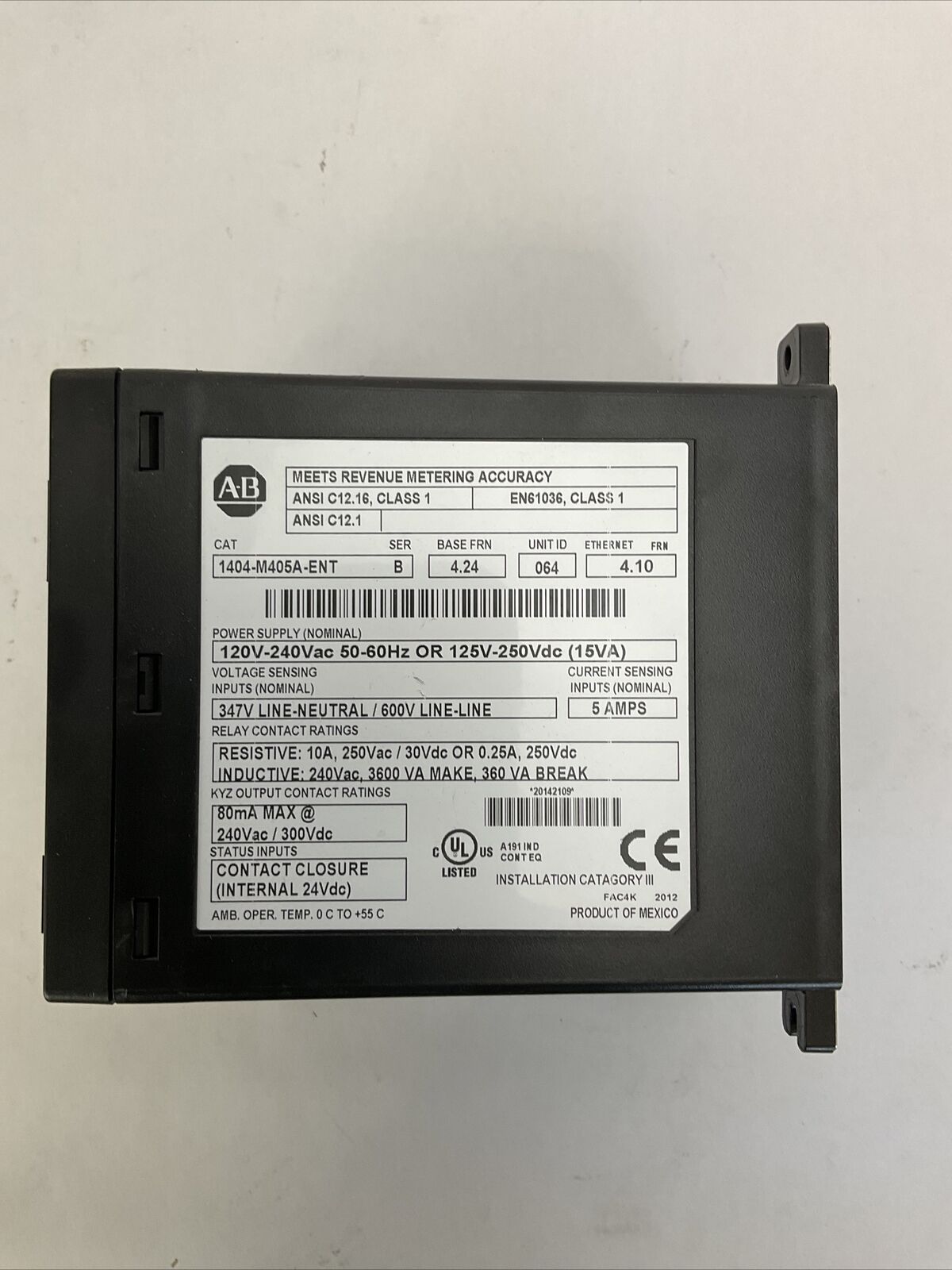 ALLEN BRADLEY 1404-M405A-ENT MASTER MODULE FOR POWER MONITOR SER B BASE FRN 4.24
