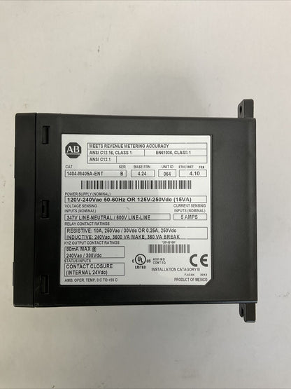 ALLEN BRADLEY 1404-M405A-ENT MASTER MODULE FOR POWER MONITOR SER B BASE FRN 4.24