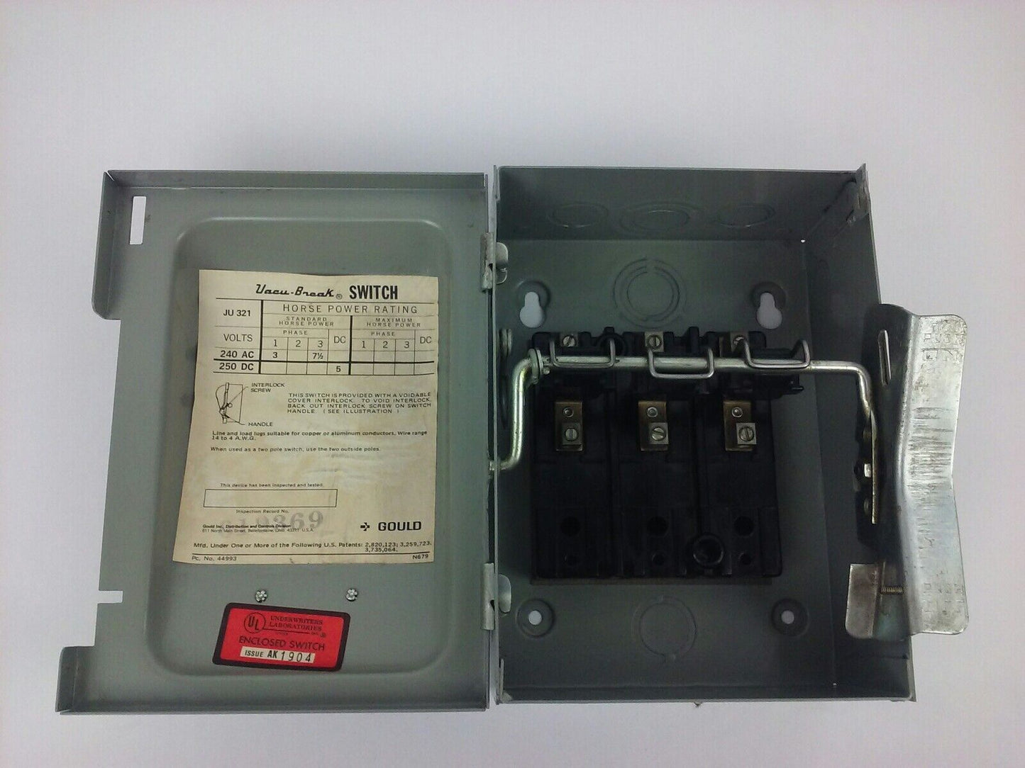 GOULD I-T-E, JU321, 30A, 240VAC/250VDC, 7.5 MAX H.P., 3PH, NEW GOOD CONDITION