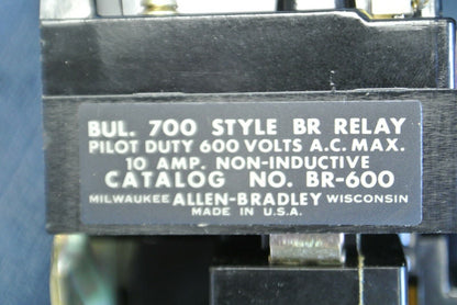 ALLEN-BRADLEY 700-BR600 TYPE BR AC RELAY 6 N.O. / 120V, 60Hz / NEW SURPLUS
