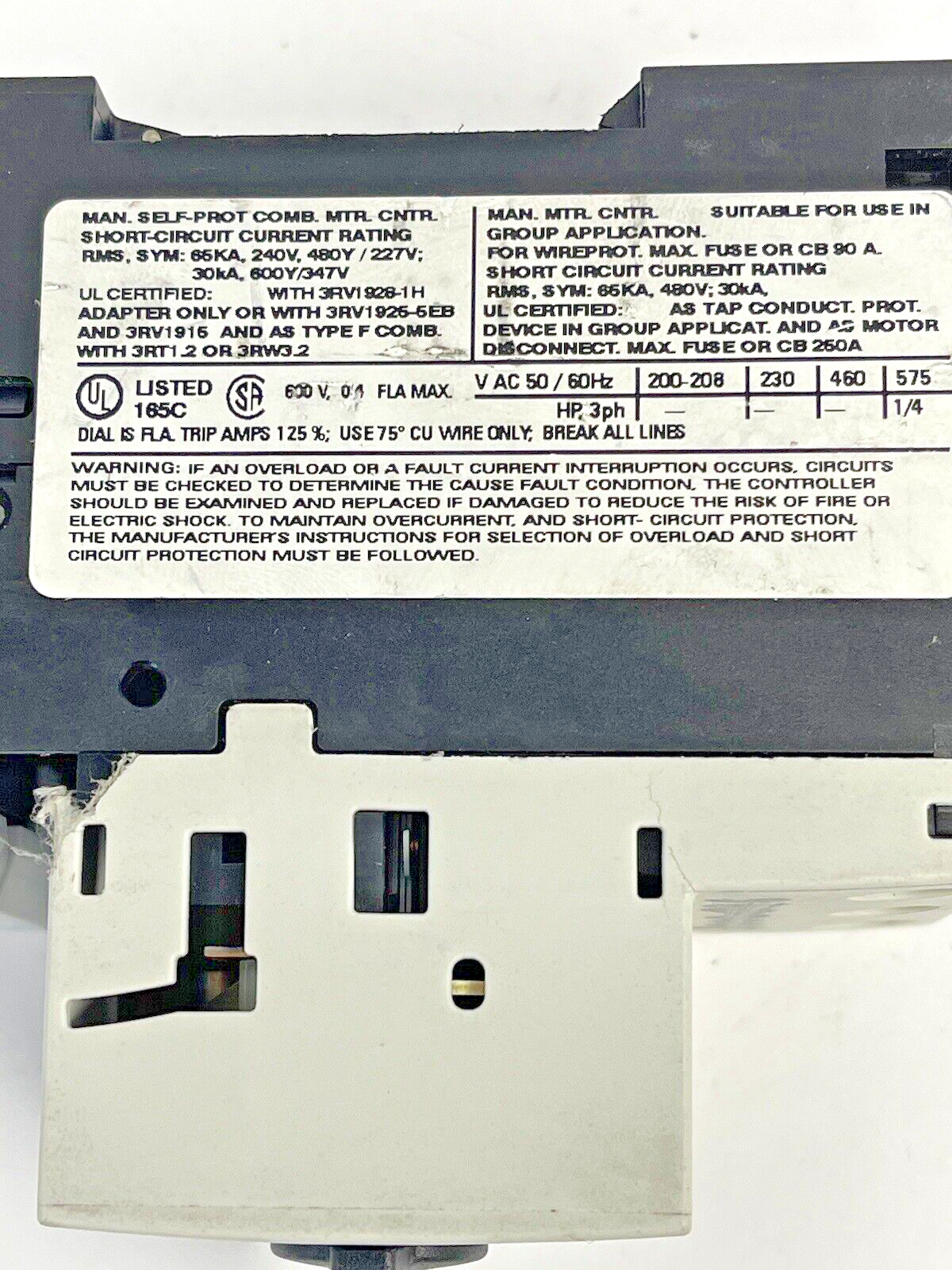 SIEMENS - 3RV1021-0EA10 - CIRCUIT BREAKER / MOTOR PROTECTOR