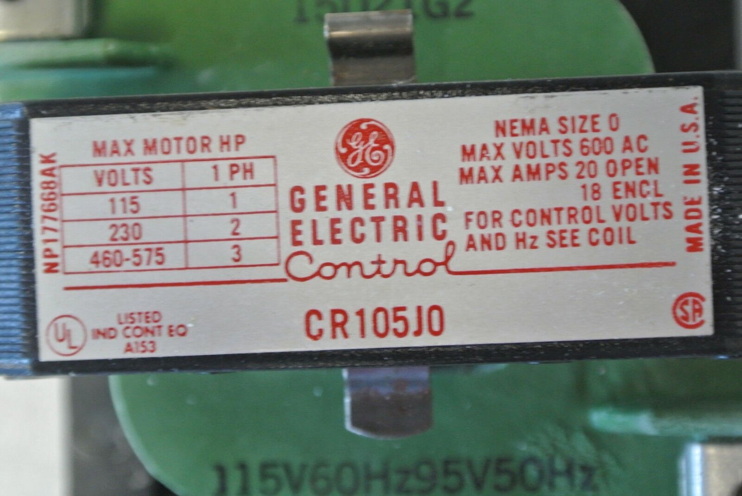 GENERAL ELECTRIC CR105J0 MAGNETIC CONTACTOR / 380V 50Hz, 440V 60Hz / NEW SURPLUS