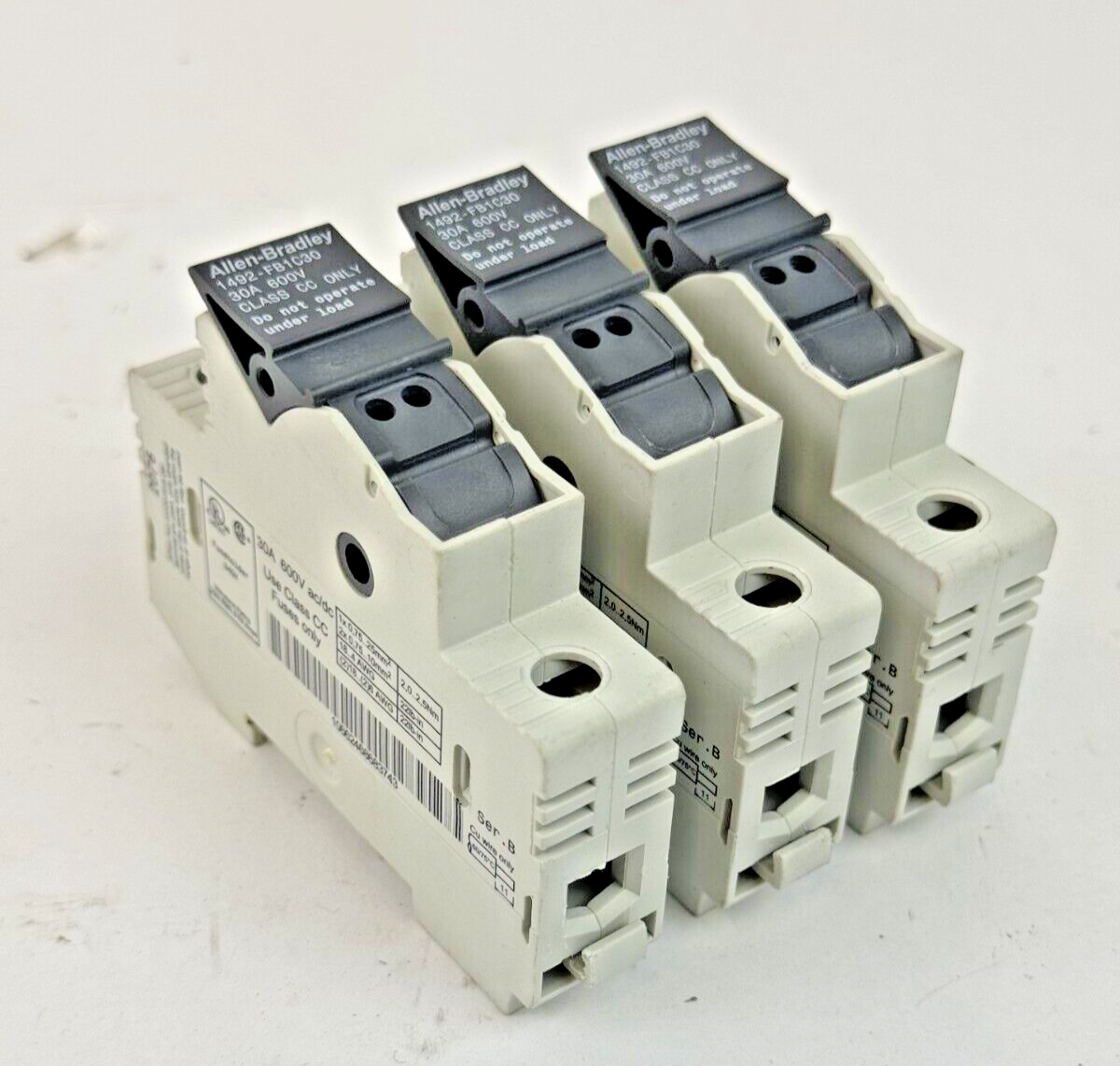 ALLEN-BRADLEY *LOT OF 3* - 1492-FB1C30 SER. B - FUSE HOLDERS - 30A, 600 VAC