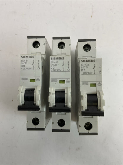 SIEMENS 5SY4103-8 CIRCUIT BREAKER 230/400VAC (LOT OF 3)