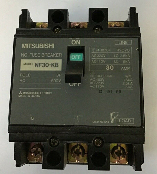 MITSUBISHI NF30-KB 30AMP NO-FUSE  CIRCUIT BREAKER 500VAC 3POLE