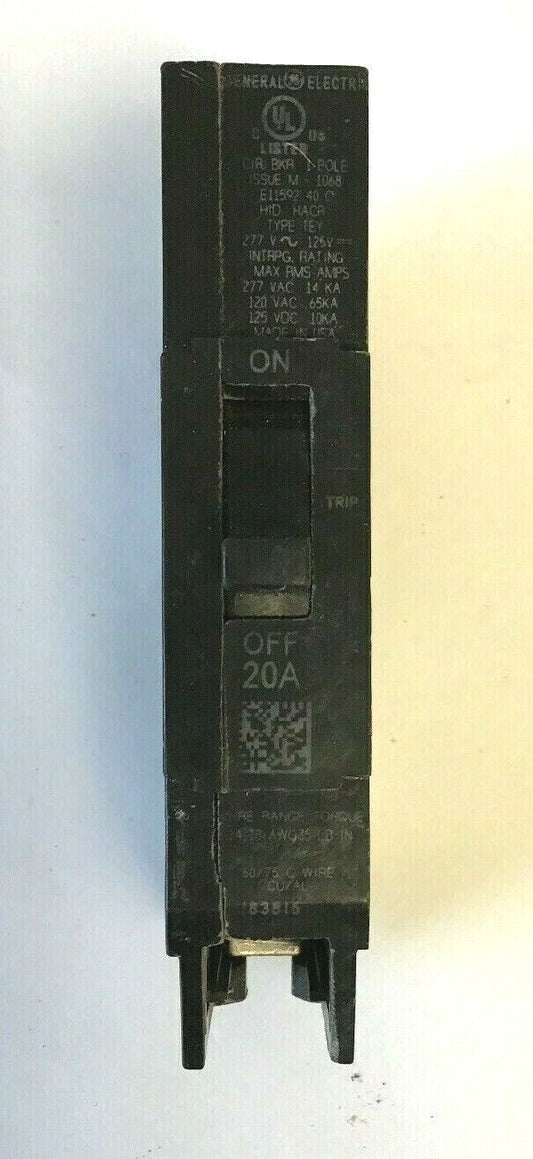 GE TEY120 1POLE 20 20AMP CIRCUIT BREAKER 277VAC/125VDC 65ka***(LOTOF10)***
