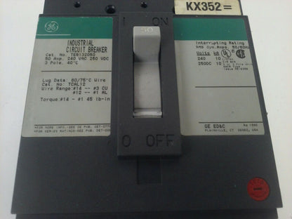 GENERAL ELECTRIC TEB132050 CIRCUIT BREAKER TRIP UNIT 3P 240V 50A 10Ka GREEN TAG