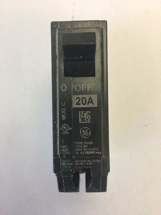 GE THQB1120 CIRCUIT BREAKER 20A 120/240VAC 1 POLE