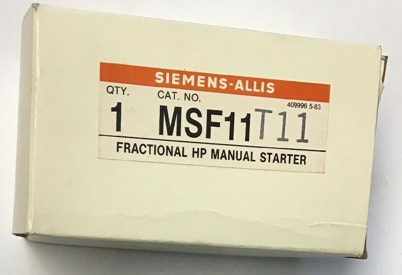 SIEMENS MSF11T11 FRACTIONAL HP MANUAL STARTER