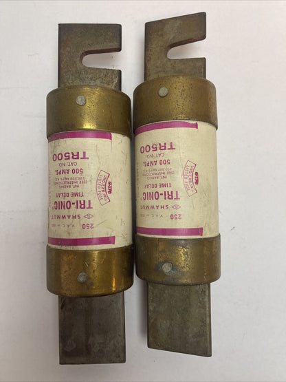 SHAWMUT TR500 TRI-ONIC TIME DELAY CLASS K-5 FUSE 500AMP 250VAC (LOT OF 2)