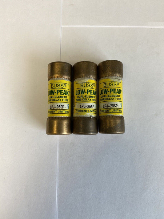 Bussmann Low-Peak LPJ-25SP 25A 600V Fuse "Lot of 3"